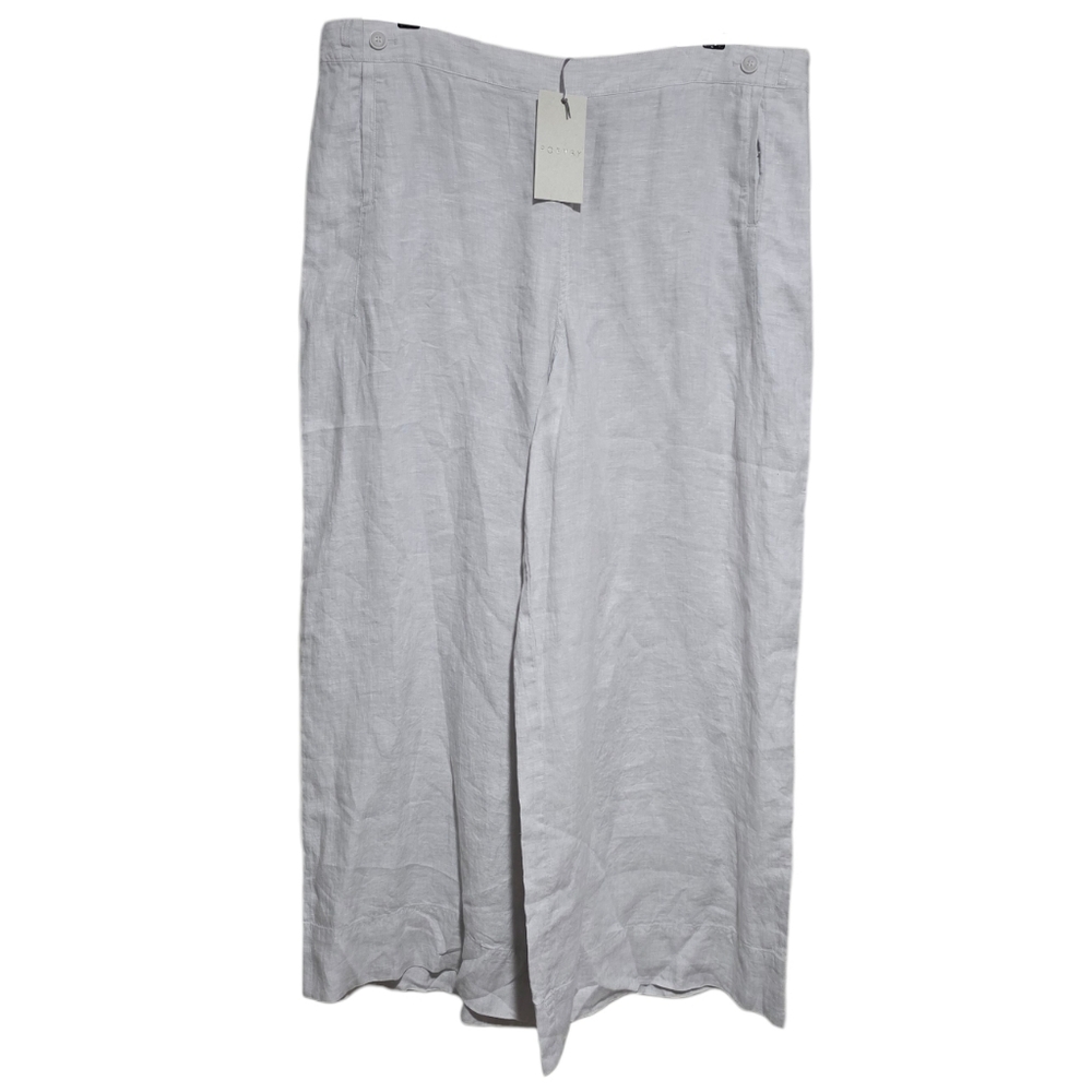 Poetry Wide Leg Linen Trouser in Light Grey Size 16 NWT
